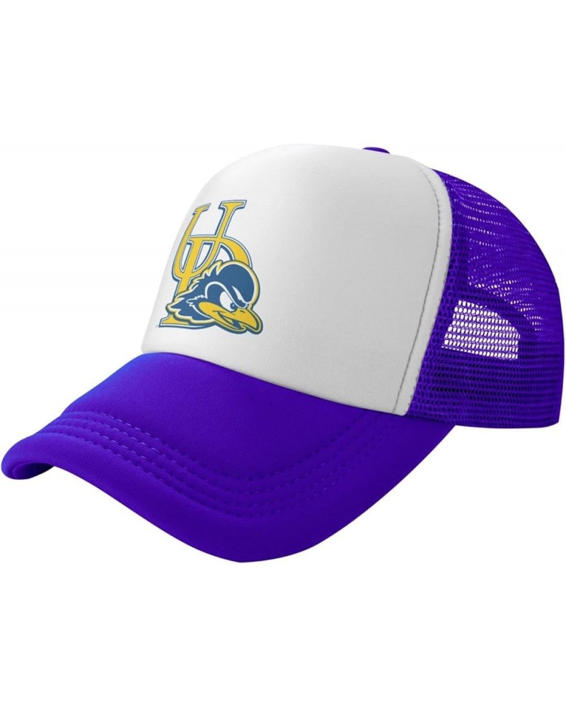 University of Delaware Logo Trucker Hats for Both Men and Women - Mesh Baseball Snapback Hats Purple $12.59 Baseball Caps