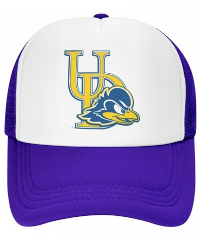 University of Delaware Logo Trucker Hats for Both Men and Women - Mesh Baseball Snapback Hats Purple $12.59 Baseball Caps