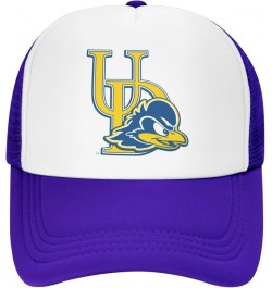 University of Delaware Logo Trucker Hats for Both Men and Women - Mesh Baseball Snapback Hats Purple $12.59 Baseball Caps