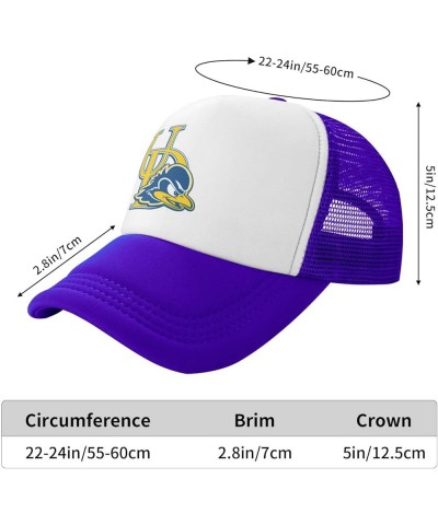 University of Delaware Logo Trucker Hats for Both Men and Women - Mesh Baseball Snapback Hats Purple $12.59 Baseball Caps