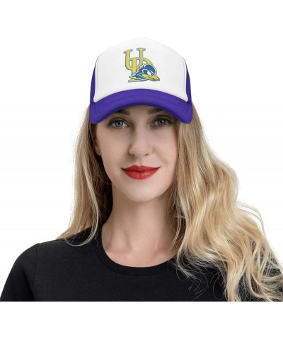 University of Delaware Logo Trucker Hats for Both Men and Women - Mesh Baseball Snapback Hats Purple $12.59 Baseball Caps