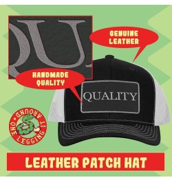 of Course I'm Right! I'm A Quang-Tr! - Leather Black Patch Engraved Trucker Hat Grey/steel $19.12 Baseball Caps