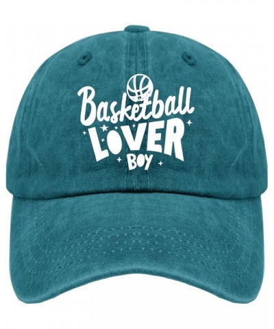 Basketball Lover Boy Hat for Mens Baseball Cap Classic Washed Hiking Hats Fitted Cyan Blue $10.00 Baseball Caps