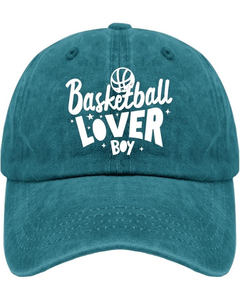 Basketball Lover Boy Hat for Mens Baseball Cap Classic Washed Hiking Hats Fitted Cyan Blue $10.00 Baseball Caps