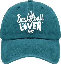 Basketball Lover Boy Hat for Mens Baseball Cap Classic Washed Hiking Hats Fitted Cyan Blue $10.00 Baseball Caps