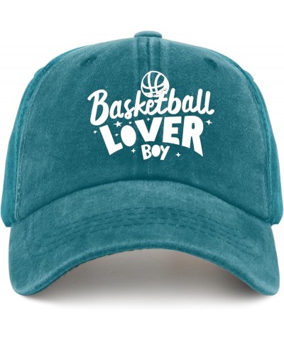 Basketball Lover Boy Hat for Mens Baseball Cap Classic Washed Hiking Hats Fitted Cyan Blue $10.00 Baseball Caps