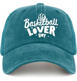 Basketball Lover Boy Hat for Mens Baseball Cap Classic Washed Hiking Hats Fitted Cyan Blue $10.00 Baseball Caps