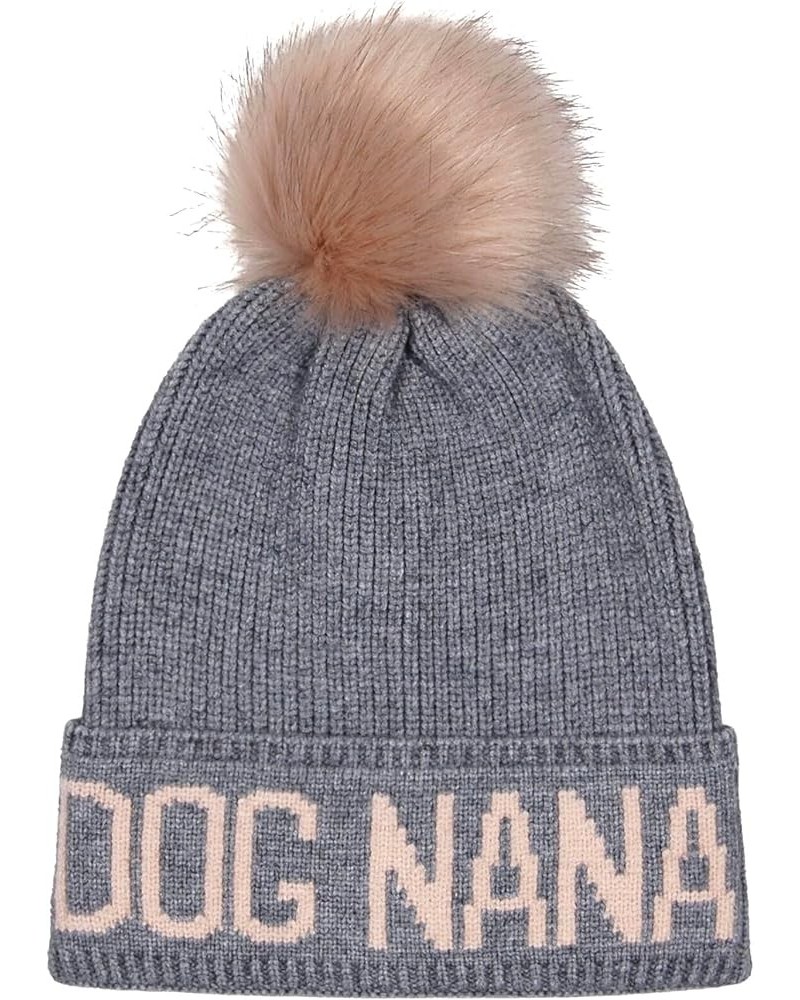 Dog Mom Dog Dad Knit Hat Beanie Touqe Proud Dog Nana Gray Pink $11.95 Skullies & Beanies