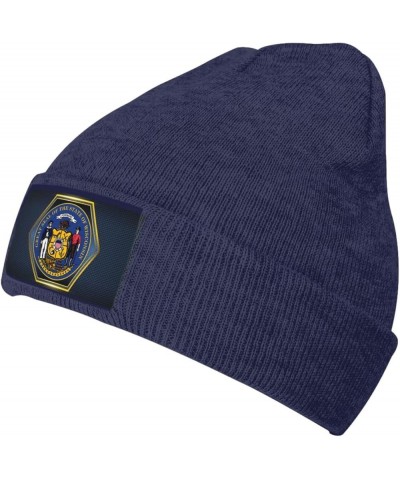 Seal of Wisconsin Knitted Hat Acrylic Cold Weather Hat Warm Brimless hat Elastic Force Caps Navy Blue $13.17 Skullies & Beanies