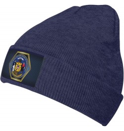 Seal of Wisconsin Knitted Hat Acrylic Cold Weather Hat Warm Brimless hat Elastic Force Caps Navy Blue $13.17 Skullies & Beanies