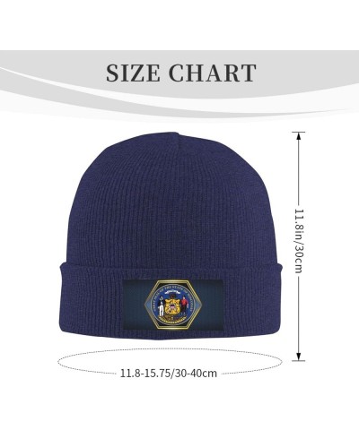 Seal of Wisconsin Knitted Hat Acrylic Cold Weather Hat Warm Brimless hat Elastic Force Caps Navy Blue $13.17 Skullies & Beanies