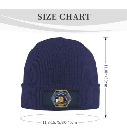 Seal of Wisconsin Knitted Hat Acrylic Cold Weather Hat Warm Brimless hat Elastic Force Caps Navy Blue $13.17 Skullies & Beanies