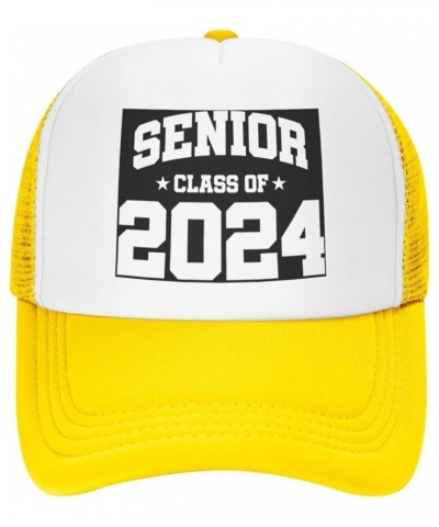 Senior Class of 2024 Gift Trucker Hat Women Mesh Baseball Cap Cowboy Hat Men Dad Hat Snapback Hat Black Yellow $9.15 Baseball...