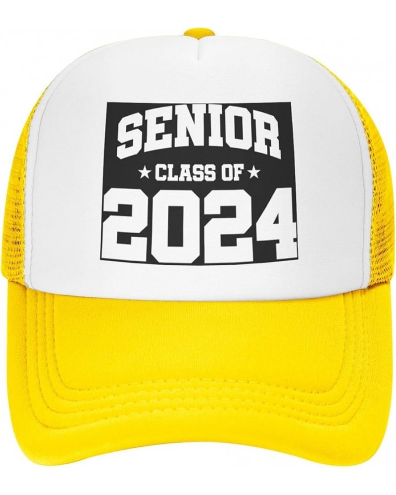 Senior Class of 2024 Gift Trucker Hat Women Mesh Baseball Cap Cowboy Hat Men Dad Hat Snapback Hat Black Yellow $9.15 Baseball...