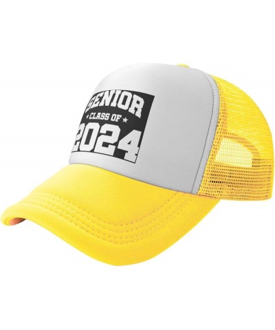 Senior Class of 2024 Gift Trucker Hat Women Mesh Baseball Cap Cowboy Hat Men Dad Hat Snapback Hat Black Yellow $9.15 Baseball...