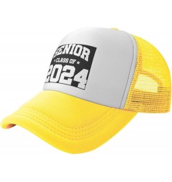 Senior Class of 2024 Gift Trucker Hat Women Mesh Baseball Cap Cowboy Hat Men Dad Hat Snapback Hat Black Yellow $9.15 Baseball...