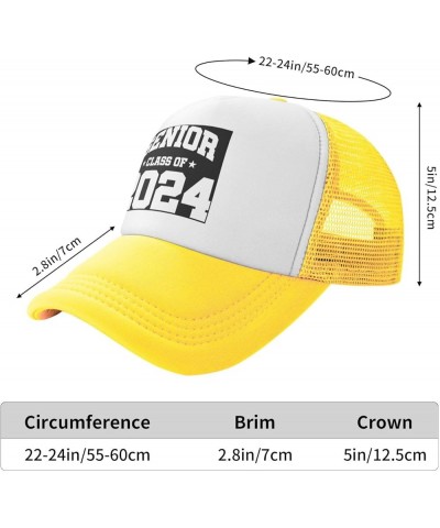 Senior Class of 2024 Gift Trucker Hat Women Mesh Baseball Cap Cowboy Hat Men Dad Hat Snapback Hat Black Yellow $9.15 Baseball...