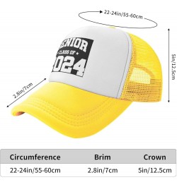 Senior Class of 2024 Gift Trucker Hat Women Mesh Baseball Cap Cowboy Hat Men Dad Hat Snapback Hat Black Yellow $9.15 Baseball...