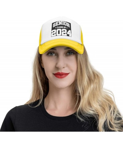 Senior Class of 2024 Gift Trucker Hat Women Mesh Baseball Cap Cowboy Hat Men Dad Hat Snapback Hat Black Yellow $9.15 Baseball...