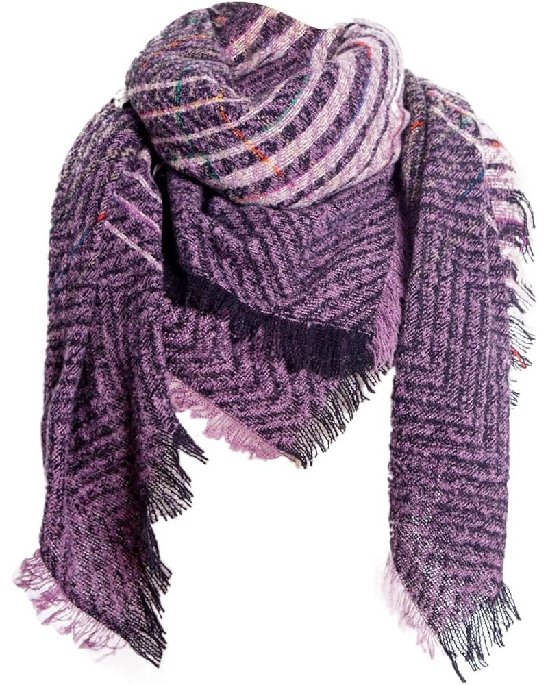 Women Autumn Scarves Women Warm Winter Fall Blanket Scarf Stylish Soft Chunky Checked Giant Scarves Shawl Cape Purple $8.08 S...