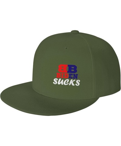 Biden Sucks Hats for Men Black Hat Flat Bill Mens Trucker Hats Classic Baseball Cap Moss Green $11.66 Baseball Caps