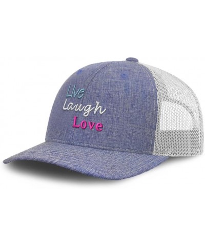 Trucker Hat Baseball Cap Live Laugh Love Cotton Dad Hats for Men & Women Heather Blue White $14.57 Baseball Caps