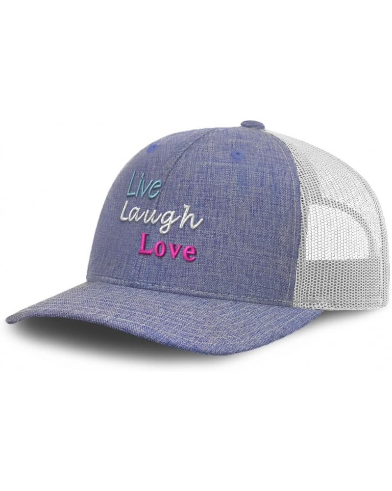 Trucker Hat Baseball Cap Live Laugh Love Cotton Dad Hats for Men & Women Heather Blue White $14.57 Baseball Caps