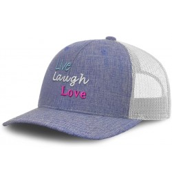 Trucker Hat Baseball Cap Live Laugh Love Cotton Dad Hats for Men & Women Heather Blue White $14.57 Baseball Caps