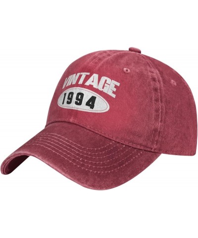 Women's and Men's Baseball Hat Adjustable 30th Birthday Vintage 1994 Washed Denim Low Profile Dad Hat Red $10.68 Baseball Caps