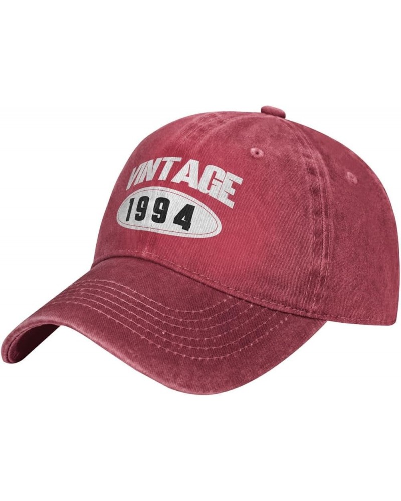 Women's and Men's Baseball Hat Adjustable 30th Birthday Vintage 1994 Washed Denim Low Profile Dad Hat Red $10.68 Baseball Caps