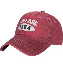 Women's and Men's Baseball Hat Adjustable 30th Birthday Vintage 1994 Washed Denim Low Profile Dad Hat Red $10.68 Baseball Caps