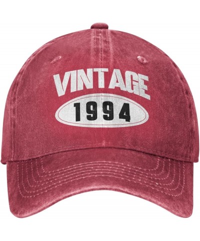 Women's and Men's Baseball Hat Adjustable 30th Birthday Vintage 1994 Washed Denim Low Profile Dad Hat Red $10.68 Baseball Caps