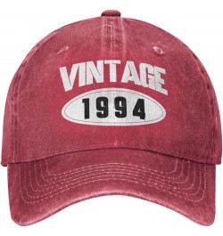 Women's and Men's Baseball Hat Adjustable 30th Birthday Vintage 1994 Washed Denim Low Profile Dad Hat Red $10.68 Baseball Caps