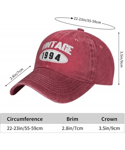 Women's and Men's Baseball Hat Adjustable 30th Birthday Vintage 1994 Washed Denim Low Profile Dad Hat Red $10.68 Baseball Caps