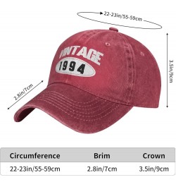 Women's and Men's Baseball Hat Adjustable 30th Birthday Vintage 1994 Washed Denim Low Profile Dad Hat Red $10.68 Baseball Caps