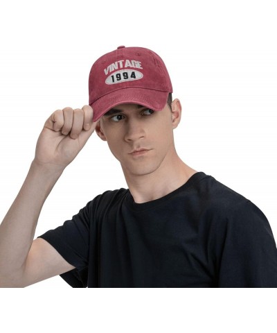 Women's and Men's Baseball Hat Adjustable 30th Birthday Vintage 1994 Washed Denim Low Profile Dad Hat Red $10.68 Baseball Caps