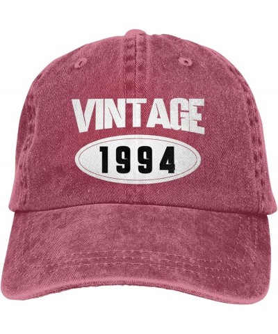 Women's and Men's Baseball Hat Adjustable 30th Birthday Vintage 1994 Washed Denim Low Profile Dad Hat Red $10.68 Baseball Caps