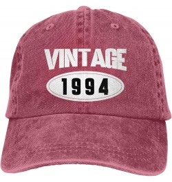 Women's and Men's Baseball Hat Adjustable 30th Birthday Vintage 1994 Washed Denim Low Profile Dad Hat Red $10.68 Baseball Caps