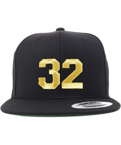 Number 32 Gold Thread Flat Bill Snapback Baseball Cap Black $13.20 Baseball Caps