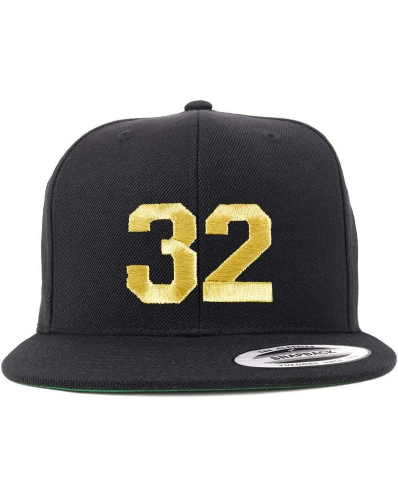 Number 32 Gold Thread Flat Bill Snapback Baseball Cap Black $13.20 Baseball Caps