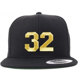 Number 32 Gold Thread Flat Bill Snapback Baseball Cap Black $13.20 Baseball Caps