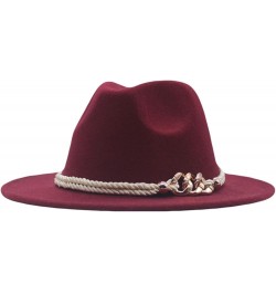 Classic Wool Fedora for Women Panama Jazz Hat Wide Floppy Bucket Fashion Elegant Belt Buckle Party Cap Red $16.74 Fedoras