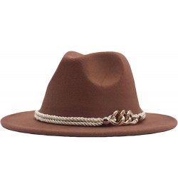 Classic Wool Fedora for Women Panama Jazz Hat Wide Floppy Bucket Fashion Elegant Belt Buckle Party Cap Red $16.74 Fedoras