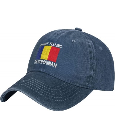 I'm Not Yelling I'm Romanian Cotton Unisex Baseball Cap Classic Washed Denim Trucker Cap Adjustable,Black Navy Blue $10.88 Ba...