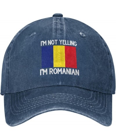 I'm Not Yelling I'm Romanian Cotton Unisex Baseball Cap Classic Washed Denim Trucker Cap Adjustable,Black Navy Blue $10.88 Ba...