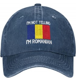 I'm Not Yelling I'm Romanian Cotton Unisex Baseball Cap Classic Washed Denim Trucker Cap Adjustable,Black Navy Blue $10.88 Ba...