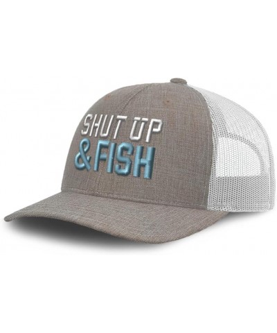 Trucker Baseball Cap Shut up & Fish Cotton Dad Hats for Men & Women Heather Khaki White $15.39 Baseball Caps