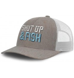 Trucker Baseball Cap Shut up & Fish Cotton Dad Hats for Men & Women Heather Khaki White $15.39 Baseball Caps