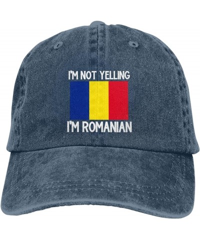 I'm Not Yelling I'm Romanian Cotton Unisex Baseball Cap Classic Washed Denim Trucker Cap Adjustable,Black Navy Blue $10.88 Ba...