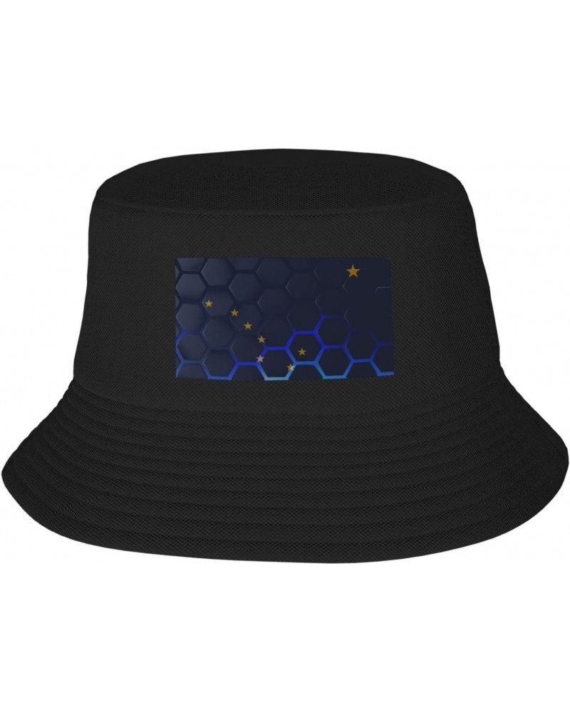 Flag of Alaska Bucket Hat for Men Women Outdoor Summer Beach Travel Fishing Cap Black $12.89 Bucket Hats